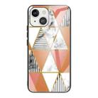 For iPhone 13 mini Marble Tempered Glass Back Cover TPU Border Case (HCBL-5) - 1