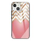 For iPhone 13 mini Marble Tempered Glass Back Cover TPU Border Case (HCBL-4) - 1