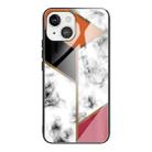 For iPhone 13 mini Marble Tempered Glass Back Cover TPU Border Case (HCBL-2) - 1