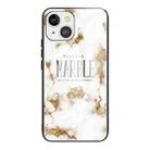 For iPhone 13 mini Marble Tempered Glass Back Cover TPU Border Case (HCBL-1) - 1