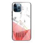 For iPhone 13 Pro Marble Tempered Glass Back Cover TPU Border Case (HCBL-24) - 1