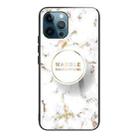 For iPhone 13 Pro Marble Tempered Glass Back Cover TPU Border Case (HCBL-16) - 1