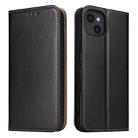 For iPhone 13 Fierre Shann PU Leather Texture Horizontal Flip Leather Case with Holder & Card Slots & Wallet(Black) - 1