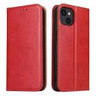 For iPhone 13 Fierre Shann PU Leather Texture Horizontal Flip Leather Case with Holder & Card Slots & Wallet(Red) - 1