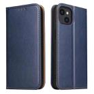 For iPhone 13 Fierre Shann PU Leather Texture Horizontal Flip Leather Case with Holder & Card Slots & Wallet(Blue) - 1