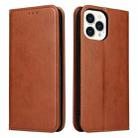 For iPhone 13 Pro Fierre Shann PU Leather Texture Horizontal Flip Leather Case with Holder & Card Slots & Wallet (Brown) - 1