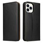 For iPhone 13 Pro Max Fierre Shann PU Leather Texture Horizontal Flip Leather Case with Holder & Card Slots & Wallet (Black) - 1