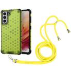 For Samsung Galaxy S21 5G Shockproof Honeycomb PC + TPU Case with Neck Lanyard(Green) - 1