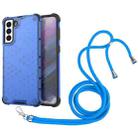 For Samsung Galaxy S21+ 5G Shockproof Honeycomb PC + TPU Case with Neck Lanyard(Blue) - 1