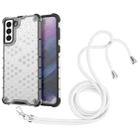 For Samsung Galaxy S21+ 5G Shockproof Honeycomb PC + TPU Case with Neck Lanyard(White) - 1