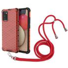 For Samsung Galaxy A02s EU Version Shockproof Honeycomb PC + TPU Case with Neck Lanyard(Red) - 1