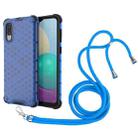 For Samsung Galaxy A02 EU Version Shockproof Honeycomb PC + TPU Case with Neck Lanyard(Blue) - 1