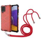 For Samsung Galaxy A22 4G Shockproof Honeycomb PC + TPU Case with Neck Lanyard(Red) - 1