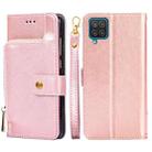 For Samsung Galaxy A12 Zipper Bag PU + TPU Horizontal Flip Leather Case with Holder & Card Slot & Wallet & Lanyard(Rose Gold) - 1