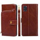 For Samsung Galaxy A31 EU Version Zipper Bag PU + TPU Horizontal Flip Leather Case with Holder & Card Slot & Wallet & Lanyard(Brown) - 1