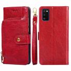 For Samsung Galaxy A41 EU Version Zipper Bag PU + TPU Horizontal Flip Leather Case with Holder & Card Slot & Wallet & Lanyard(Red) - 1