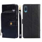 For Samsung Galaxy A02 Zipper Bag PU + TPU Horizontal Flip Leather Case with Holder & Card Slot & Wallet & Lanyard(Black) - 1