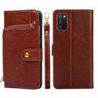 For Samsung Galaxy A02s EU Version Zipper Bag PU + TPU Horizontal Flip Leather Case with Holder & Card Slot & Wallet & Lanyard(Brown) - 1