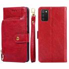 For Samsung Galaxy A02s EU Version Zipper Bag PU + TPU Horizontal Flip Leather Case with Holder & Card Slot & Wallet & Lanyard(Red) - 1