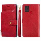For Samsung Galaxy A21s Zipper Bag PU + TPU Horizontal Flip Leather Case with Holder & Card Slot & Wallet & Lanyard(Red) - 1
