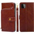 For Samsung Galaxy A22 5G Zipper Bag PU + TPU Horizontal Flip Leather Case with Holder & Card Slot & Wallet & Lanyard(Brown) - 1