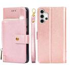 For Samsung Galaxy A32 4G Zipper Bag PU + TPU Horizontal Flip Leather Case with Holder & Card Slot & Wallet & Lanyard(Rose Gold) - 1