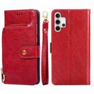 For Samsung Galaxy A32 5G Zipper Bag PU + TPU Horizontal Flip Leather Case with Holder & Card Slot & Wallet & Lanyard(Red) - 1