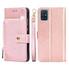 For Samsung Galaxy A51 4G Zipper Bag PU + TPU Horizontal Flip Leather Case with Holder & Card Slot & Wallet & Lanyard(Rose Gold) - 1