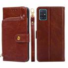 For Samsung Galaxy A51 5G Zipper Bag PU + TPU Horizontal Flip Leather Case with Holder & Card Slot & Wallet & Lanyard(Brown) - 1