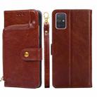 For Samsung Galaxy A71 4G Zipper Bag PU + TPU Horizontal Flip Leather Case with Holder & Card Slot & Wallet & Lanyard(Brown) - 1