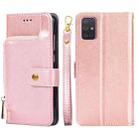 For Samsung Galaxy A71 5G Zipper Bag PU + TPU Horizontal Flip Leather Case with Holder & Card Slot & Wallet & Lanyard(Rose Gold) - 1