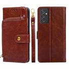 For Samsung Galaxy Quantum 2 Zipper Bag PU + TPU Horizontal Flip Leather Case with Holder & Card Slot & Wallet & Lanyard(Brown) - 1