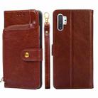 For Samsung Galaxy Note10+ Zipper Bag PU + TPU Horizontal Flip Leather Case with Holder & Card Slot & Wallet & Lanyard(Brown) - 1