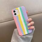 For iPhone 11 Pro Max Herringbone Texture Silicone Protective Case (Rainbow Pink) - 1