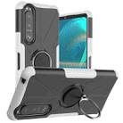 For Sony Xperia 5 III Armor Bear Shockproof PC + TPU Protective Case with Ring Holder(White) - 1