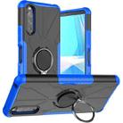 For Sony Xperia 10 III Armor Bear Shockproof PC + TPU Protective Case with Ring Holder(Blue) - 1