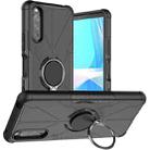 For Sony Xperia 10 III Armor Bear Shockproof PC + TPU Protective Case with Ring Holder(Black) - 1