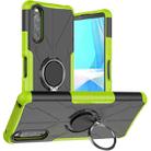 For Sony Xperia 10 III Armor Bear Shockproof PC + TPU Protective Case with Ring Holder(Green) - 1