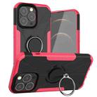 For iPhone 13 mini Armor Bear Shockproof PC + TPU Protective Case with Ring Holder (Rose Red) - 1