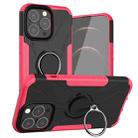 For iPhone 13 Pro Max Armor Bear Shockproof PC + TPU Protective Case with Ring Holder (Rose Red) - 1