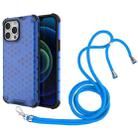 For iPhone 13 Pro Max Shockproof Honeycomb PC + TPU Case with Neck Lanyard (Black) - 1