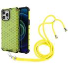 For iPhone 13 Pro Max Shockproof Honeycomb PC + TPU Case with Neck Lanyard (Blue) - 1