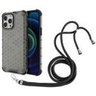 For iPhone 13 Pro Max Shockproof Honeycomb PC + TPU Case with Neck Lanyard (Green) - 1