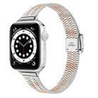 14mm Seven-beads Double Safety Buckle Slim Steel Watch Band For Apple Watch Series 9&8&7 41mm / SE 3&SE 2&6&SE&5&4 40mm / 3&2&1 38mm(Silver Gold) - 1