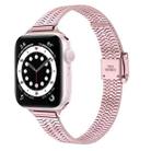 14mm Seven-beads Double Safety Buckle Slim Steel Watch Band For Apple Watch Series 9&8&7 41mm / SE 3&SE 2&6&SE&5&4 40mm / 3&2&1 38mm(Rose Pink) - 1