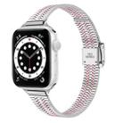 14mm Seven-beads Double Safety Buckle Slim Steel Watch Band For Apple Watch Series 9&8&7 41mm / SE 3&SE 2&6&SE&5&4 40mm / 3&2&1 38mm(Silver Pink) - 1