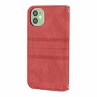For iPhone 11 Embossed Striped Magnetic Buckle PU + TPU Horizontal Flip Leather Case with Holder & Card Slot & Wallet & Photo Frame & Sling (Red) - 3