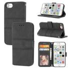 For iPhone 8 / 7 / 6 Embossed Striped Magnetic Buckle Horizontal Flip Leather Case with Holder & Card Slot & Wallet & Photo Frame & Sling(Black) - 1
