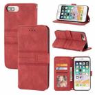 Embossed Striped Magnetic Buckle PU + TPU Horizontal Flip Leather Case with Holder & Card Slot & Wallet & Photo Frame & Sling For iPhone 8 Plus / 7 Plus / 6 Plus(Red) - 1