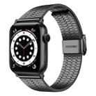 Seven-beads Double Safety Buckle Steel Watch Band For Apple Watch Ultra 49mm / Series 8&7 45mm / SE 2&6&SE&5&4 44mm / 3&2&1 42mm(Black) - 1